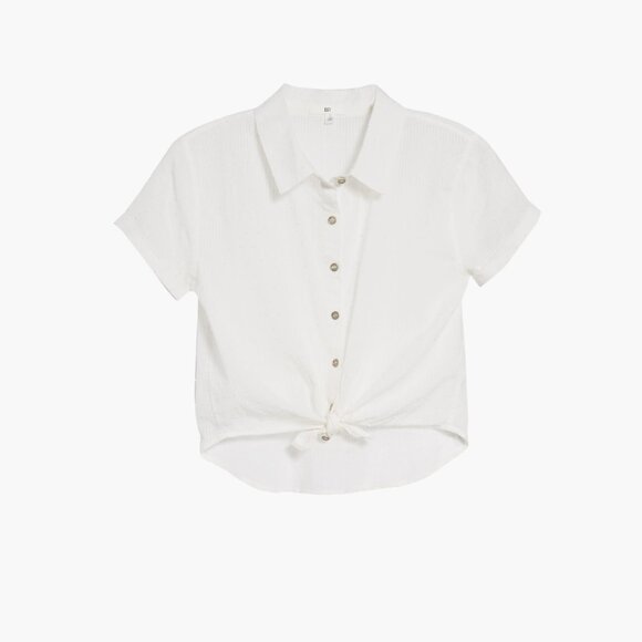 BP. White Button-Up Shirt cropped medium - Picture 1 of 11